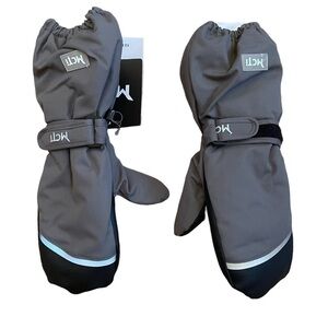 MCTI Kids Mittens Waterproof Winter Ski Warm Sherpa Lined Long Cuff  Gray Sz 4